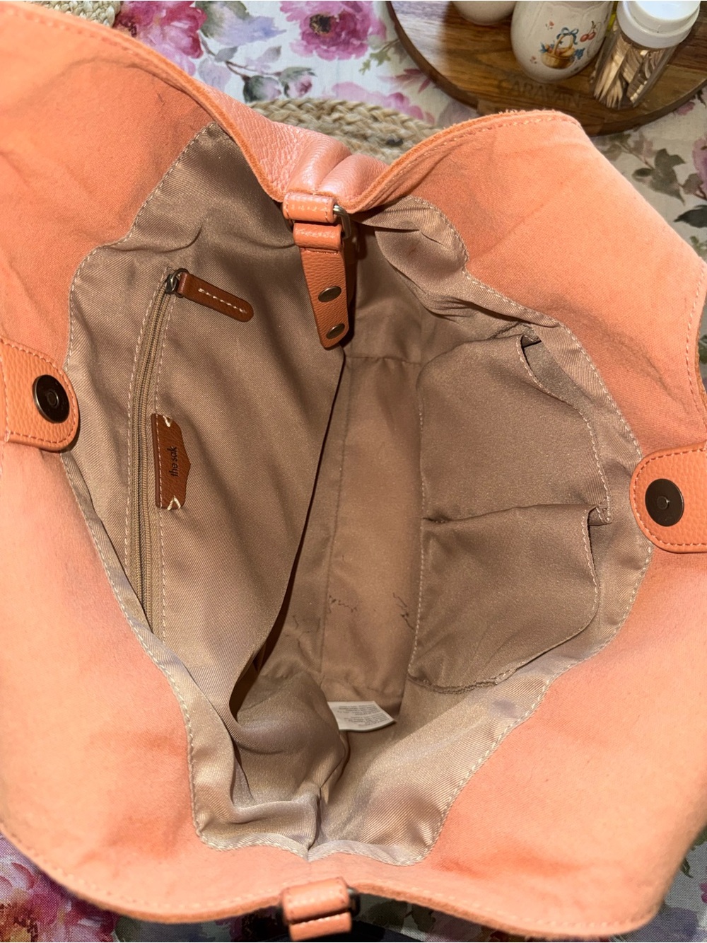 The Sak Coral Leather Tote with Braided Base Detail - Picture 7 of 9